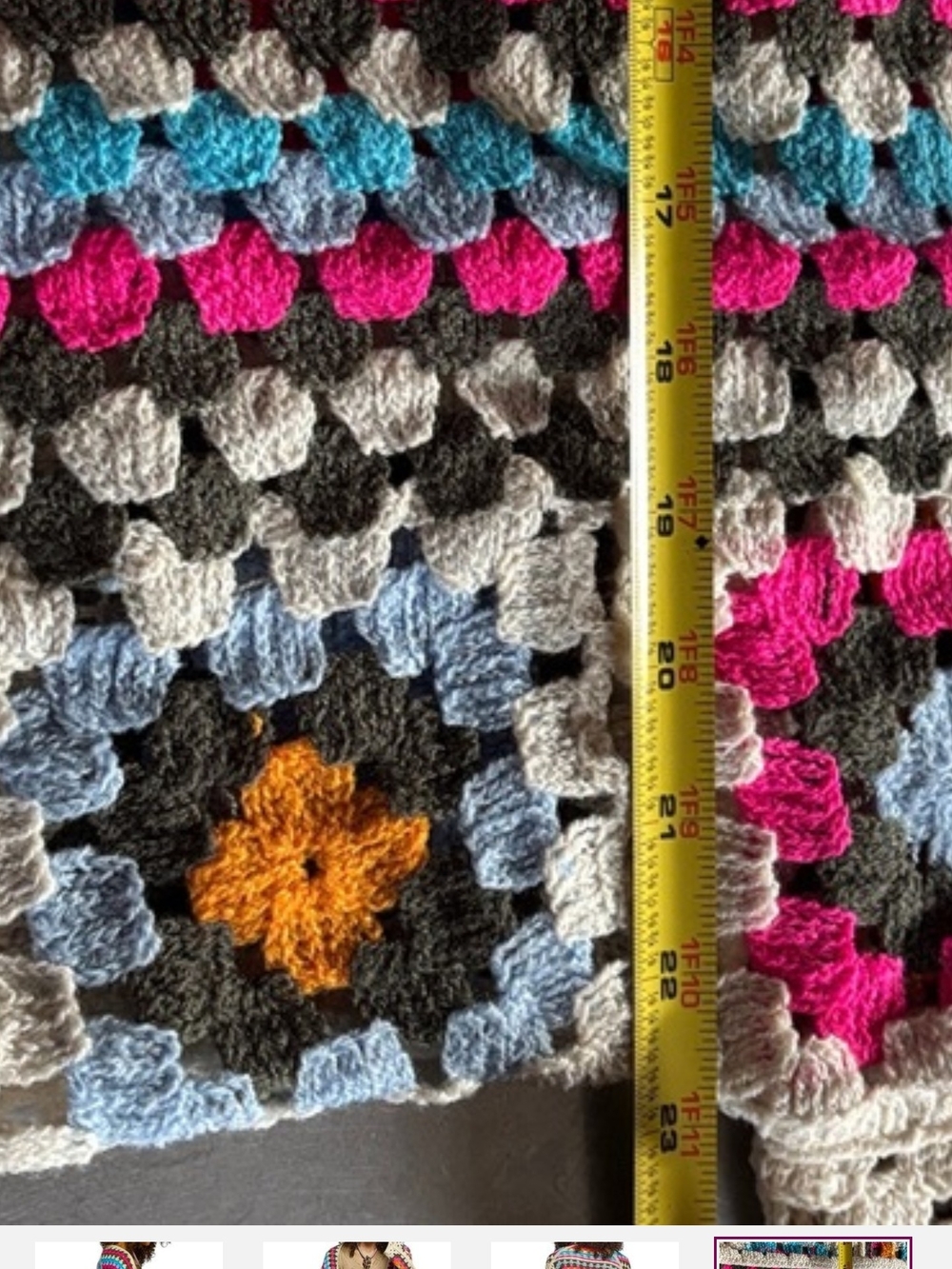 POL Crochet Granny Square Top in Pink, Blue, Orange, Gray, White - Picture 3 of 3
